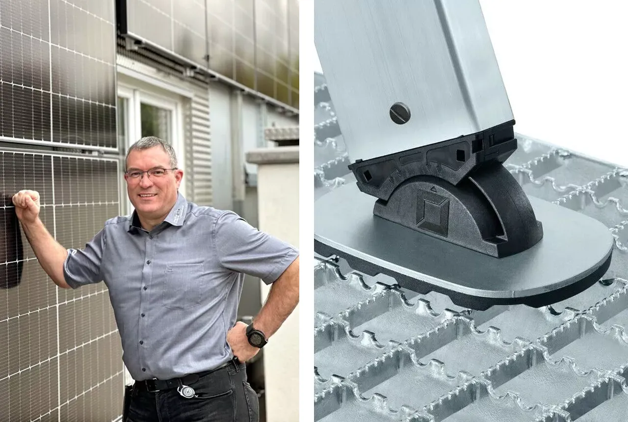 Die Kunststoffversteher verpassen einem Leiterschuh ein Gelenk