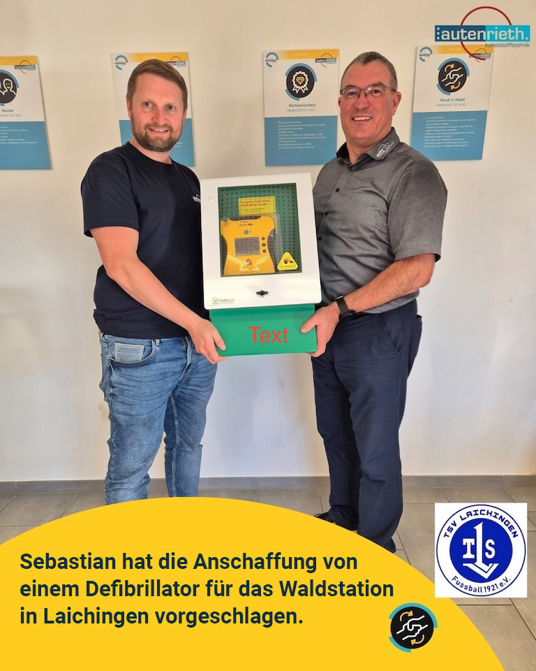 Sebastian hat die Anschaffung von einem Defibrillator für das Waldstadion in Laichingen vorgeschlagen